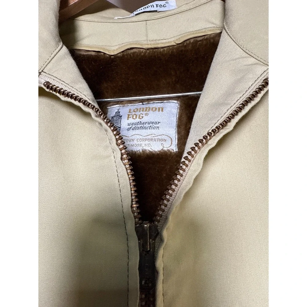 Vintage London Fog Jacket Beige Zip-Front | 70s 80s‎ Classic Lined Size 40 Reg